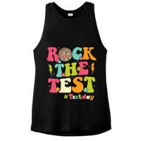Rock The Test Testing Day Retro Smile Face Teacher Student Ladies PosiCharge Tri-Blend Wicking Tank