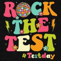 Rock The Test Testing Day Retro Smile Face Teacher Student Ladies PosiCharge Tri-Blend Wicking Tank