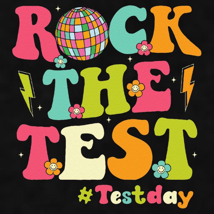 Rock The Test Testing Day Retro Smile Face Teacher Student Ladies PosiCharge Tri-Blend Wicking Tank