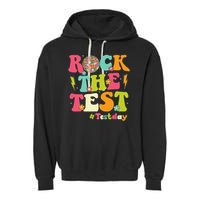Rock The Test Testing Day Retro Smile Face Teacher Student Garment-Dyed Fleece Hoodie