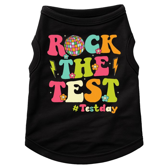 Rock The Test Testing Day Retro Smile Face Teacher Student Doggie Tank