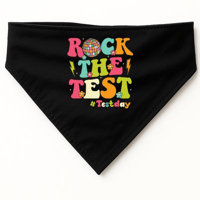 Rock The Test Testing Day Retro Smile Face Teacher Student USA-Made Doggie Bandana