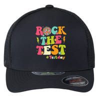 Rock The Test Testing Day Retro Smile Face Teacher Student Flexfit Unipanel Trucker Cap