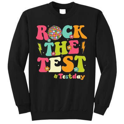 Rock The Test Testing Day Retro Smile Face Teacher Student Sweatshirt