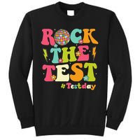 Rock The Test Testing Day Retro Smile Face Teacher Student Sweatshirt