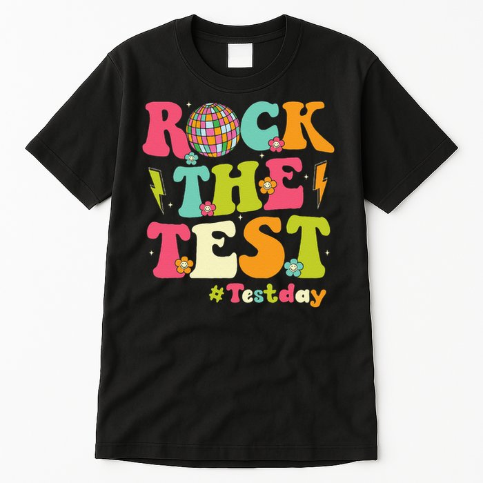 Rock The Test Testing Day Retro Smile Face Teacher Student Tall T-Shirt