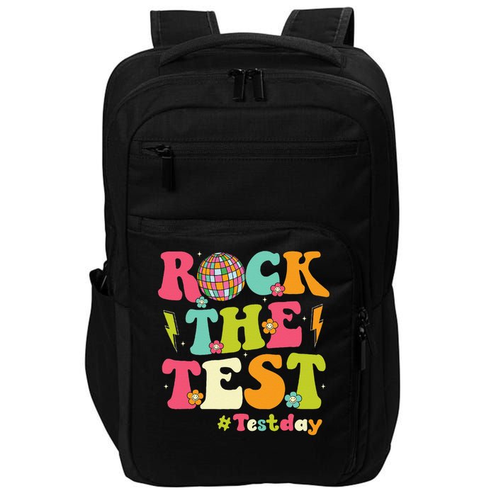 Rock The Test Testing Day Retro Smile Face Teacher Student Impact Tech Backpack