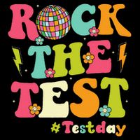 Rock The Test Testing Day Retro Smile Face Teacher Student 7-Panel Snapback Hat
