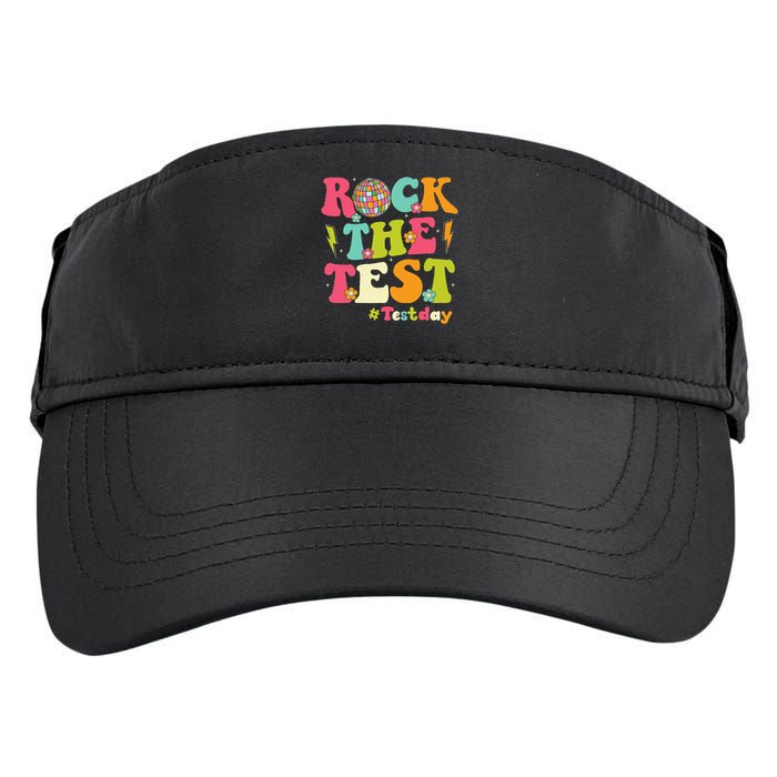 Rock The Test Testing Day Retro Smile Face Teacher Student Adult Drive Performance Visor