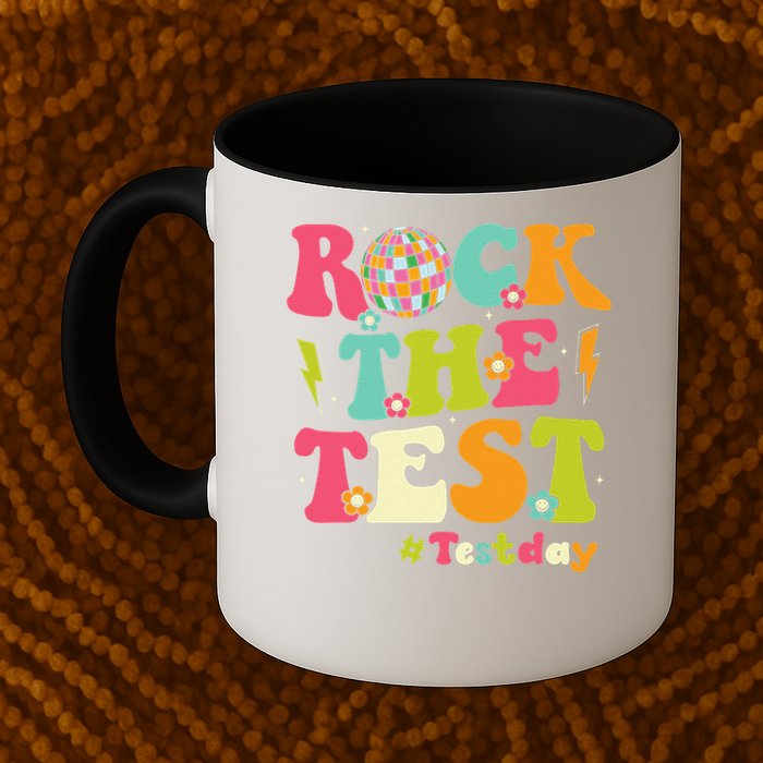 Rock The Test Testing Day Retro Smile Face Teacher Student Mug