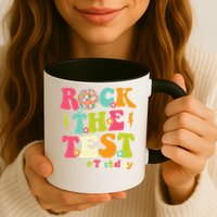 Rock The Test Testing Day Retro Smile Face Teacher Student Mug