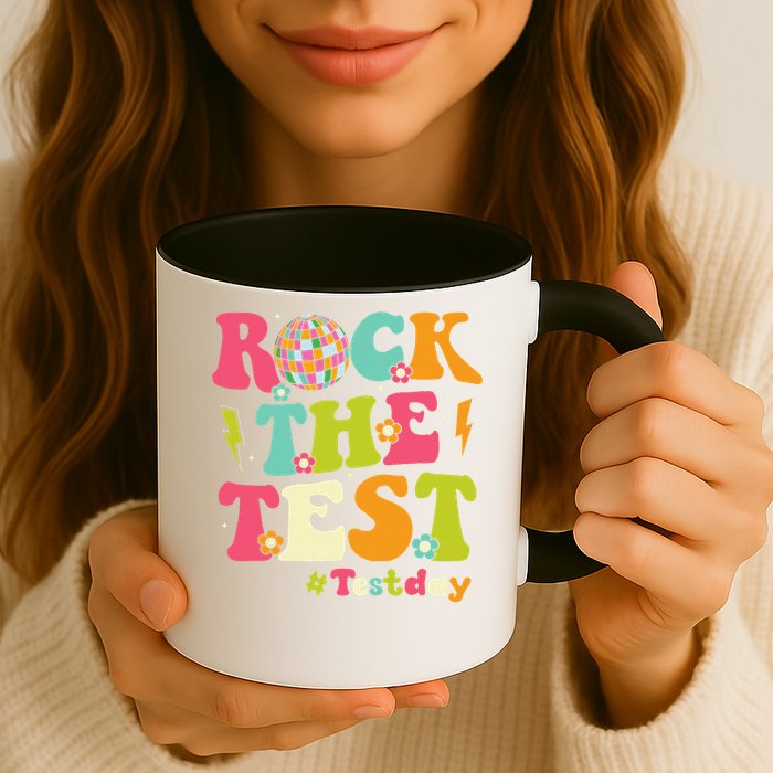 Rock The Test Testing Day Retro Smile Face Teacher Student Mug