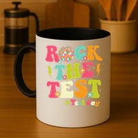 Rock The Test Testing Day Retro Smile Face Teacher Student Mug