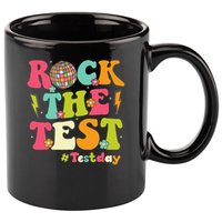 Rock The Test Testing Day Retro Smile Face Teacher Student 11oz C Handle Ceramic Mug