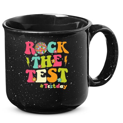 Rock The Test Testing Day Retro Smile Face Teacher Student 15oz Campfire Ceramic Mug
