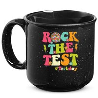 Rock The Test Testing Day Retro Smile Face Teacher Student 15oz Campfire Ceramic Mug