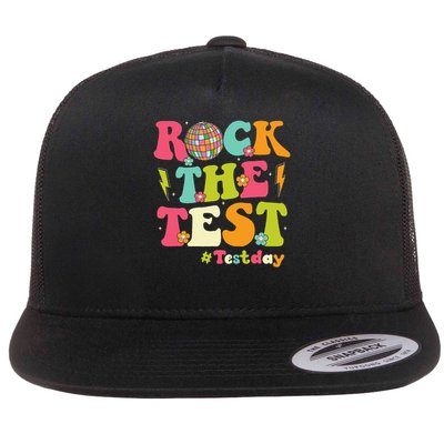 Rock The Test Testing Day Retro Smile Face Teacher Student Flatbill Hat