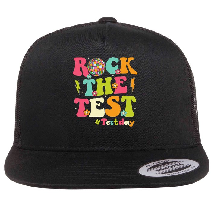Rock The Test Testing Day Retro Smile Face Teacher Student Flatbill Hat