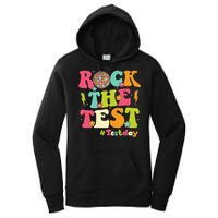 Rock The Test Testing Day Retro Smile Face Teacher Student Women's Pullover Hoodie