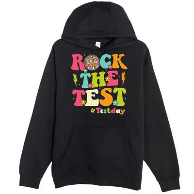 Rock The Test Testing Day Retro Smile Face Teacher Student Premium Pullover Hoodie