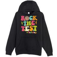 Rock The Test Testing Day Retro Smile Face Teacher Student Premium Pullover Hoodie