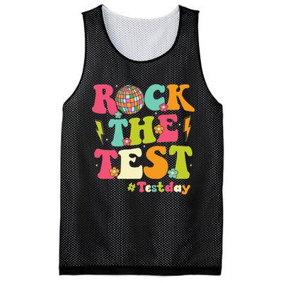 Rock The Test Testing Day Retro Smile Face Teacher Student Mesh Reversible Basketball Jersey Tank