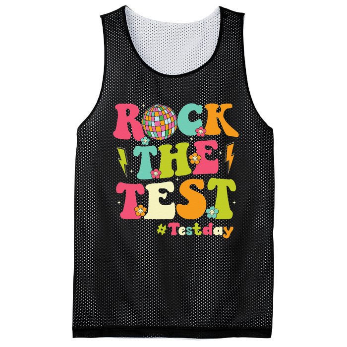 Rock The Test Testing Day Retro Smile Face Teacher Student Mesh Reversible Basketball Jersey Tank