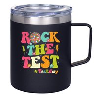 Rock The Test Testing Day Retro Smile Face Teacher Student 12oz Stainless Steel Coffee Mug