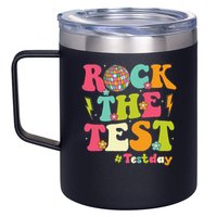 Rock The Test Testing Day Retro Smile Face Teacher Student 12oz Stainless Steel Coffee Mug