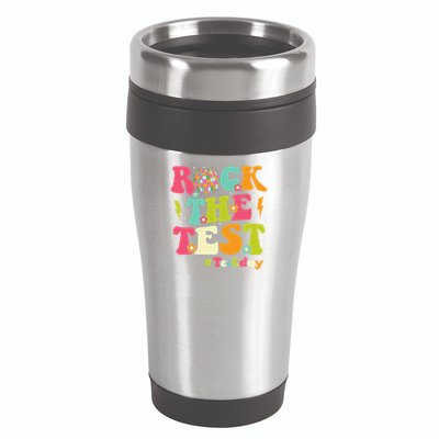Rock The Test Testing Day Retro Smile Face Teacher Student 16oz Travel Tumbler