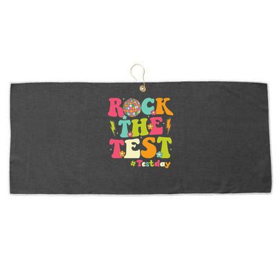 Rock The Test Testing Day Retro Smile Face Teacher Student Large Microfiber Waffle Golf Towel