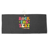 Rock The Test Testing Day Retro Smile Face Teacher Student Large Microfiber Waffle Golf Towel