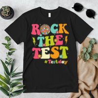 Rock The Test Testing Day Retro Smile Face Teacher Student Premium T-Shirt