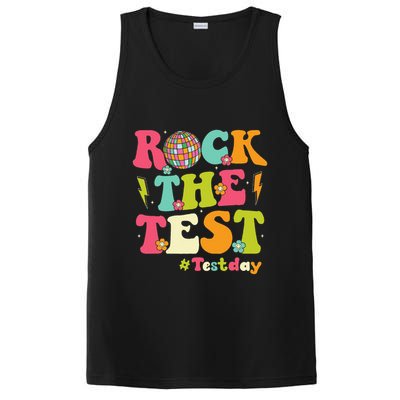 Rock The Test Testing Day Retro Smile Face Teacher Student PosiCharge Competitor Tank