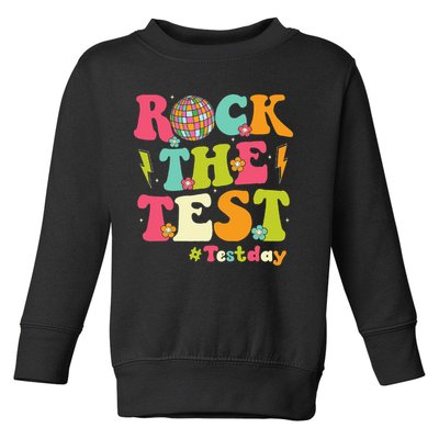 Rock The Test Testing Day Retro Smile Face Teacher Student Toddler Sweatshirt