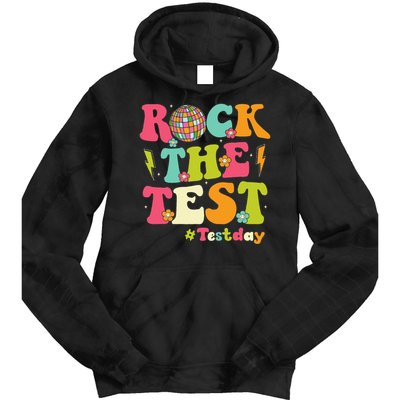 Rock The Test Testing Day Retro Smile Face Teacher Student Tie Dye Hoodie
