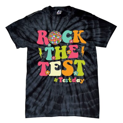 Rock The Test Testing Day Retro Smile Face Teacher Student Tie-Dye T-Shirt