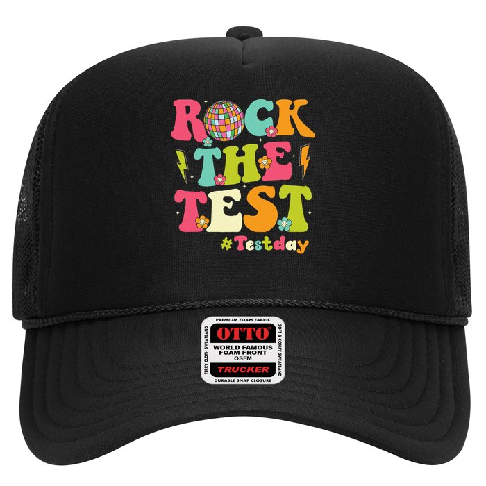 Rock The Test Testing Day Retro Smile Face Teacher Student Trucker Hat