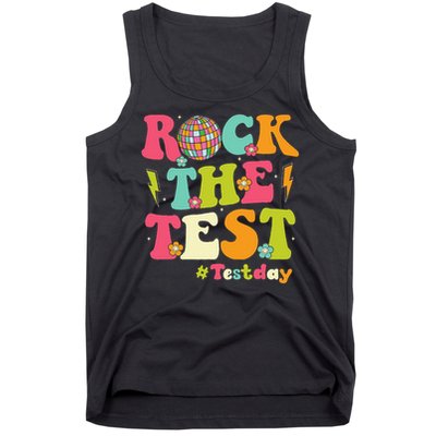 Rock The Test Testing Day Retro Smile Face Teacher Student Tank Top