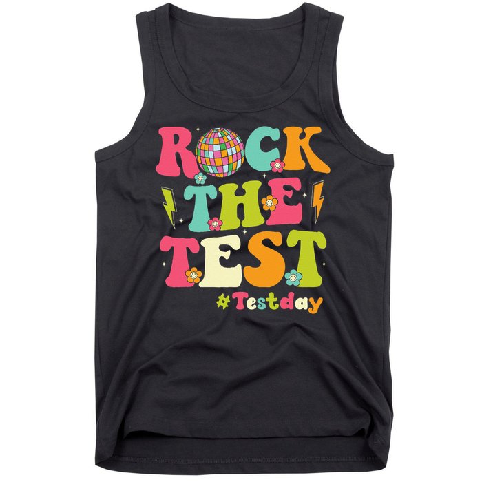 Rock The Test Testing Day Retro Smile Face Teacher Student Tank Top