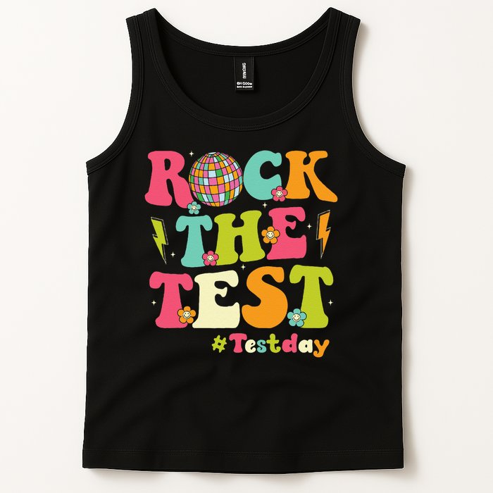 Rock The Test Testing Day Retro Smile Face Teacher Student Tank Top