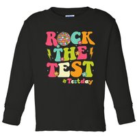 Rock The Test Testing Day Retro Smile Face Teacher Student Toddler Long Sleeve Shirt
