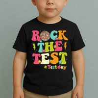 Rock The Test Testing Day Retro Smile Face Teacher Student Toddler T-Shirt