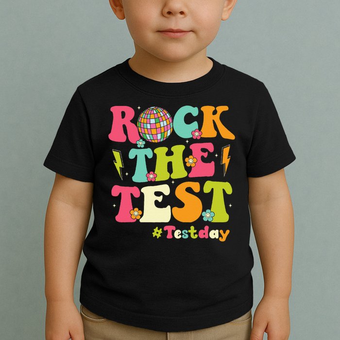 Rock The Test Testing Day Retro Smile Face Teacher Student Toddler T-Shirt
