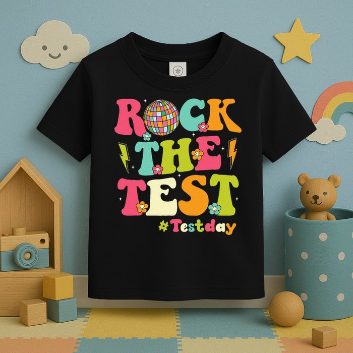 Rock The Test Testing Day Retro Smile Face Teacher Student Toddler T-Shirt