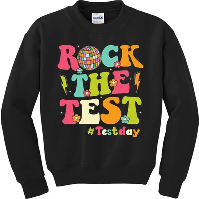 Rock The Test Testing Day Retro Smile Face Teacher Student Kids Sweatshirt
