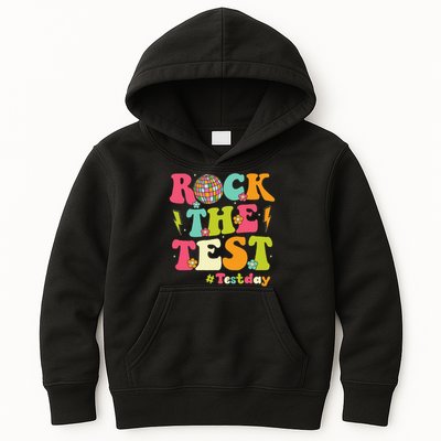 Rock The Test Testing Day Retro Smile Face Teacher Student Kids Hoodie