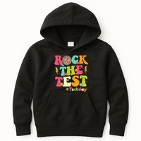 Rock The Test Testing Day Retro Smile Face Teacher Student Kids Hoodie