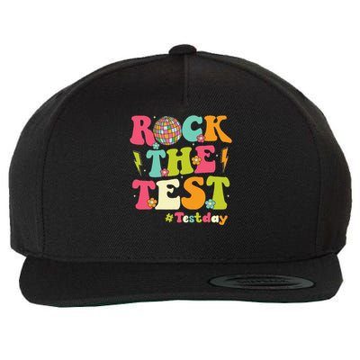 Rock The Test Testing Day Retro Smile Face Teacher Student Wool Snapback Cap