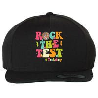 Rock The Test Testing Day Retro Smile Face Teacher Student Wool Snapback Cap
